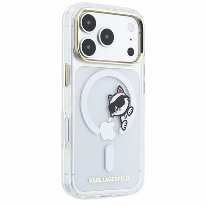 MagSafe Case for Apple iPhone 18 Pro / 17 Pro, Karl Lagerfeld, IML Peekaboo Print and Metal Frame, Transparent