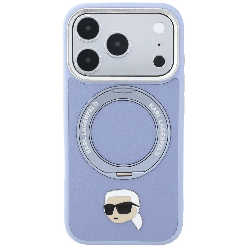 MagSafe Case for Apple iPhone 18 Pro / 17 Pro, Karl Lagerfeld, Ring Stand 360 Karl Pin, Blue