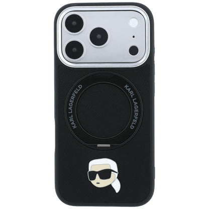 MagSafe Case for Apple iPhone 18 Pro / 17 Pro, Karl Lagerfeld, Ring Stand 360 Karl Pin, Black