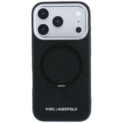 MagSafe Case for Apple iPhone 18 Pro / 17 Pro, Karl Lagerfeld, Ring Stand 360 Saffiano, Black