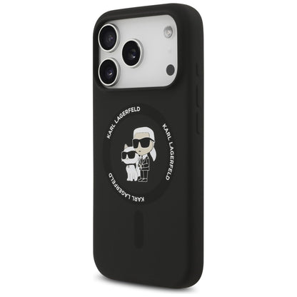 MagSafe Case for Apple iPhone 18 Pro / 17 Pro, Karl Lagerfeld, Silicone Ring Karl & Choupette, Black