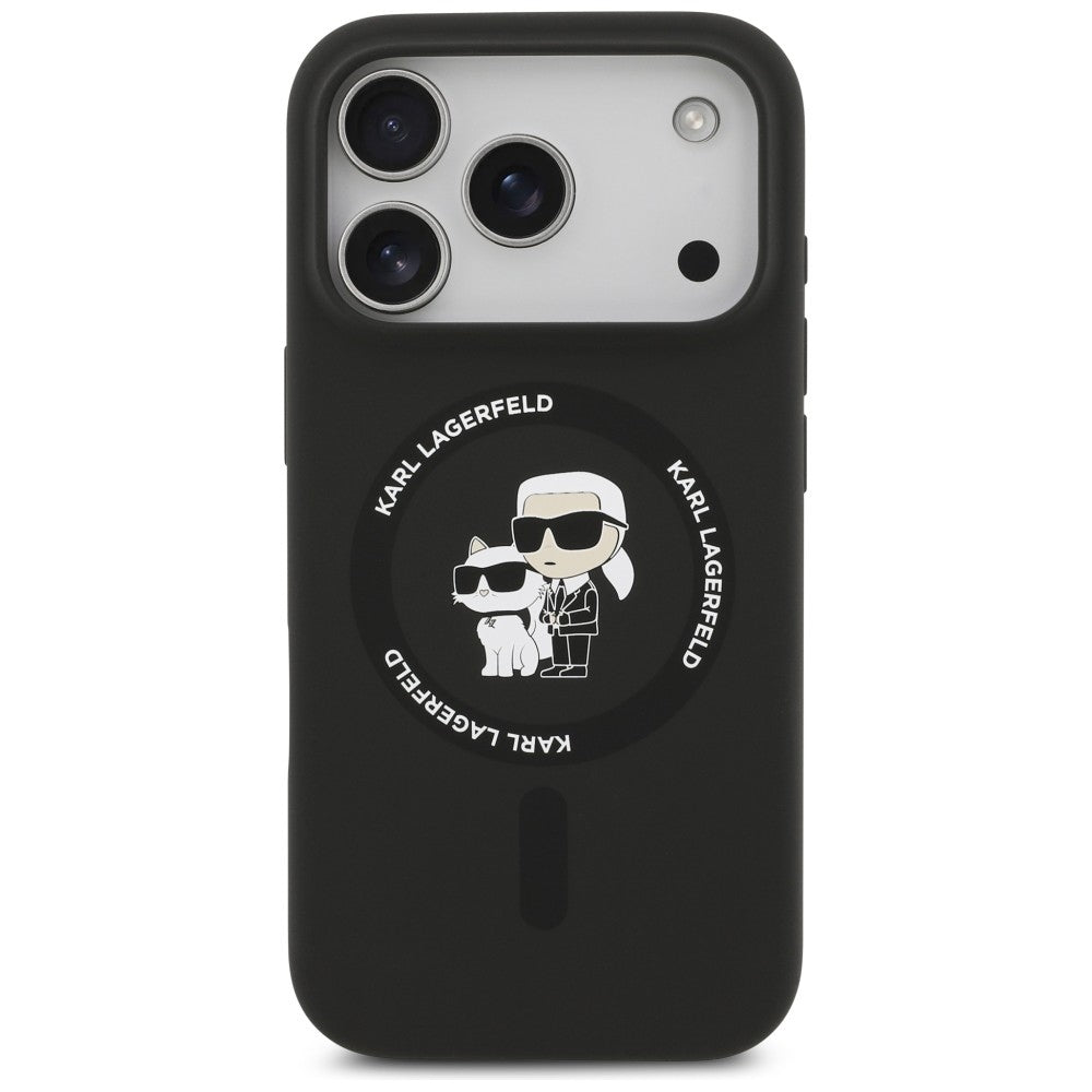 MagSafe Case for Apple iPhone 18 Pro / 17 Pro, Karl Lagerfeld, Silicone Ring Karl & Choupette, Black