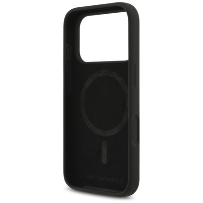 MagSafe Case for Apple iPhone 18 Pro / 17 Pro, Karl Lagerfeld, Silicone Ring Karl & Choupette, Black