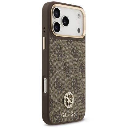 MagSafe Case for Apple iPhone 18 Pro Max / 17 Pro Max, Guess, 4G Strass Logo, Brown
