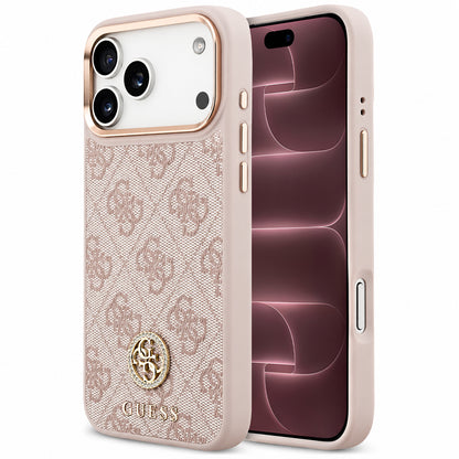 MagSafe Case for Apple iPhone 18 Pro Max / 17 Pro Max, Guess, 4G Strass Logo, Pink