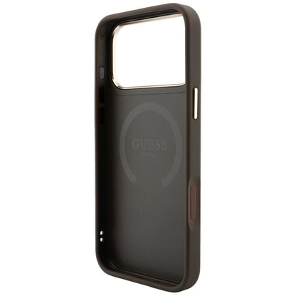 MagSafe Case for Apple iPhone 18 Pro Max / 17 Pro Max, Guess, 4G Stripe Round Classic Logo, Brown