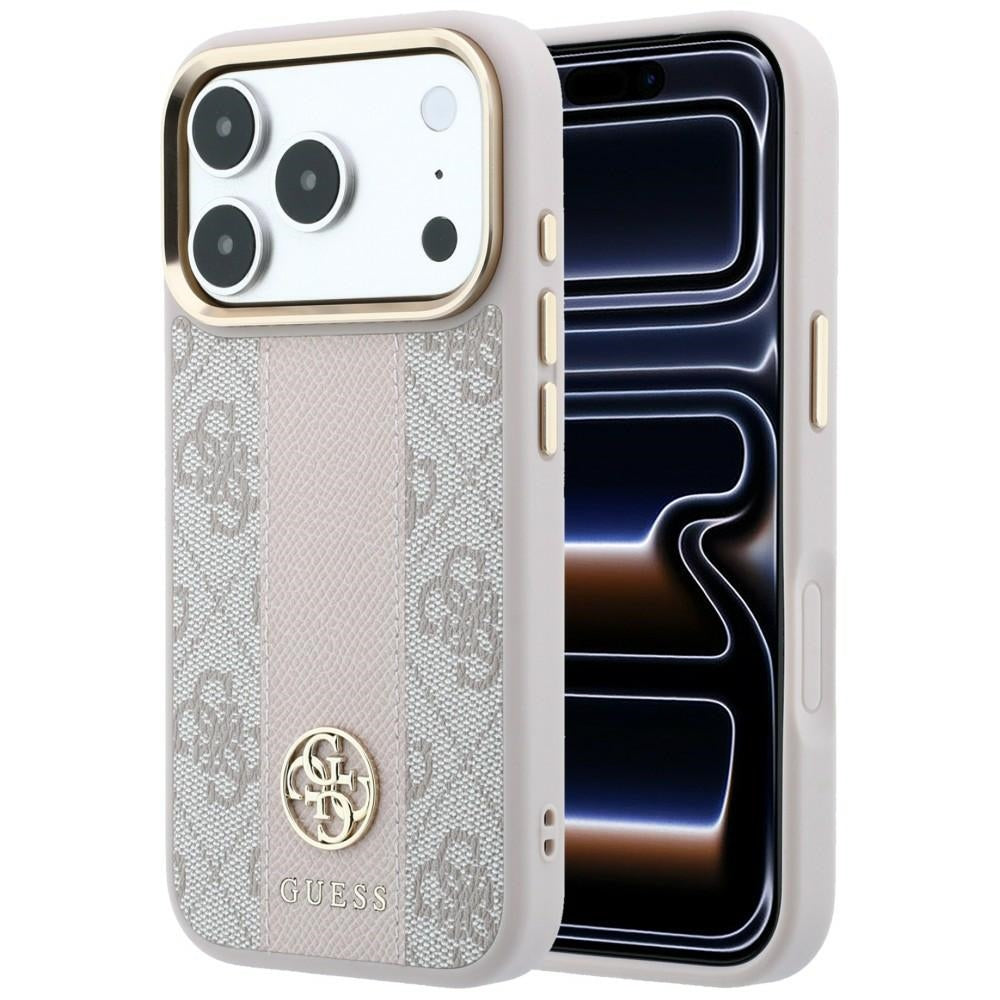 MagSafe Case for Apple iPhone 18 Pro Max / 17 Pro Max, Guess, 4G Stripe Round Classic Logo, Pink