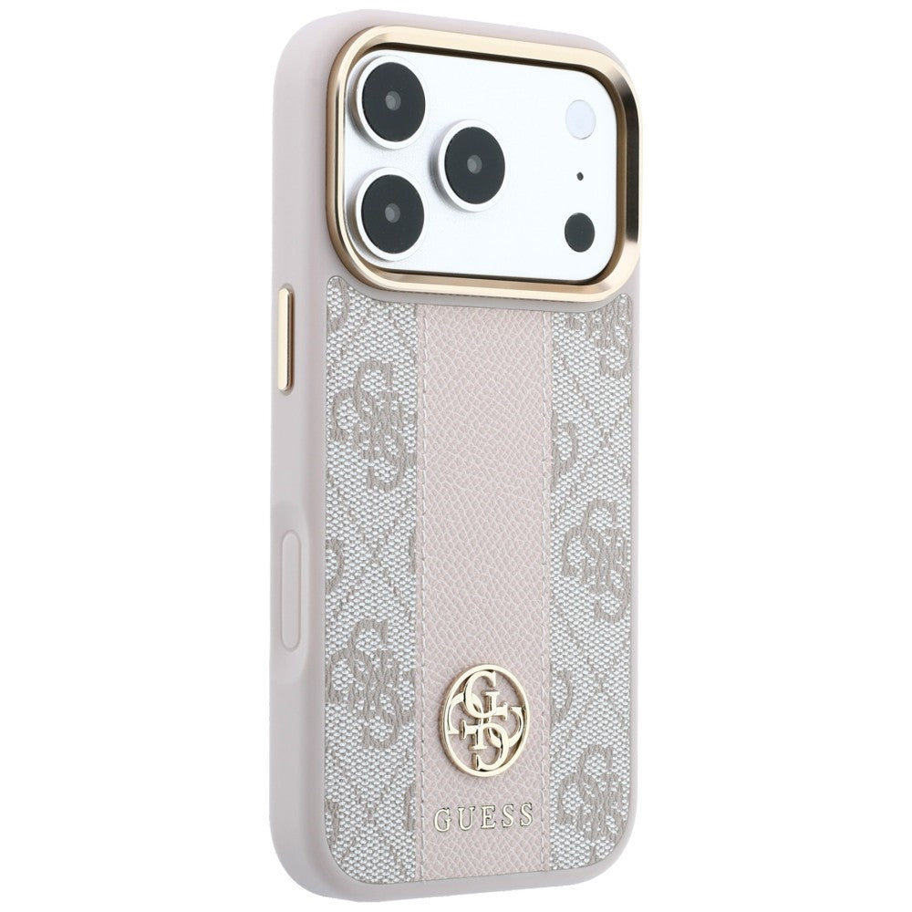 MagSafe Case for Apple iPhone 18 Pro Max / 17 Pro Max, Guess, 4G Stripe Round Classic Logo, Pink