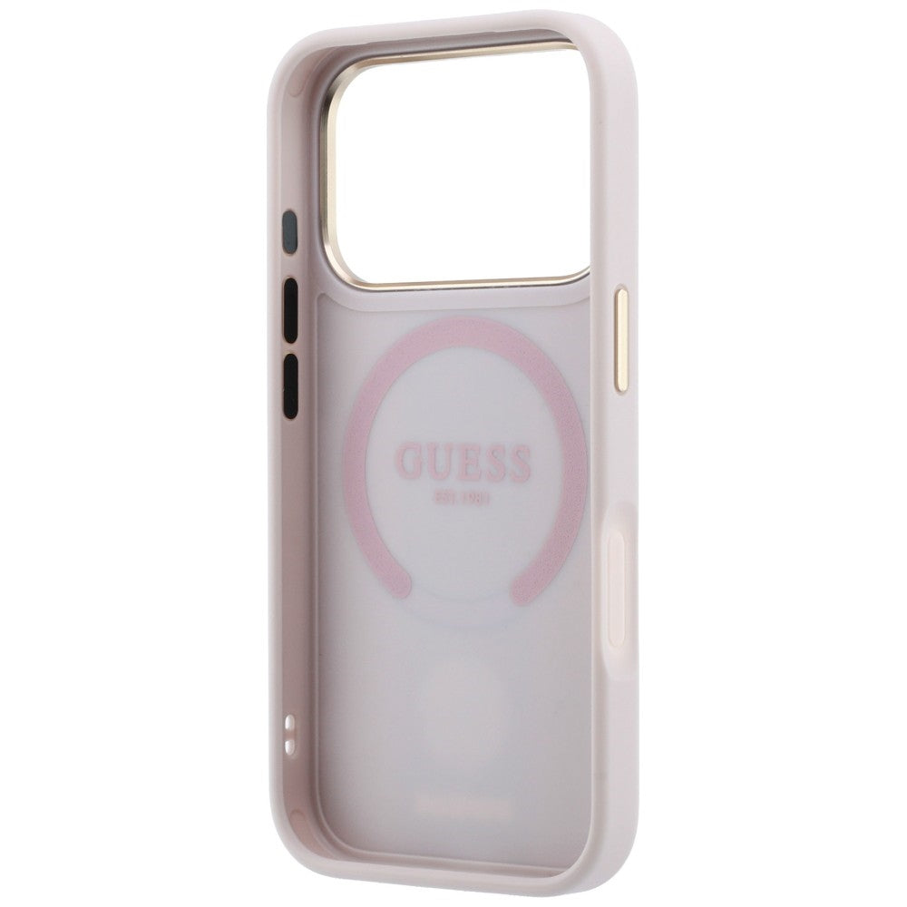 MagSafe Case for Apple iPhone 18 Pro Max / 17 Pro Max, Guess, 4G Stripe Round Classic Logo, Pink