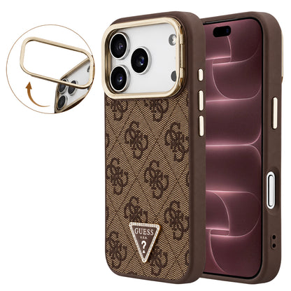 MagSafe Case for Apple iPhone 18 Pro Max / 17 Pro Max, Guess, 4G Triangle Logo & Camera Stand, Brown