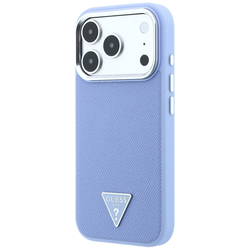 MagSafe Case for Apple iPhone 18 Pro Max / 17 Pro Max, Guess, Grained Triangle Logo, Blue