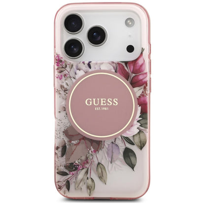 MagSafe Case for Apple iPhone 18 Pro Max / 17 Pro Max, Guess, IML Flower & Tonal Circle, Pink