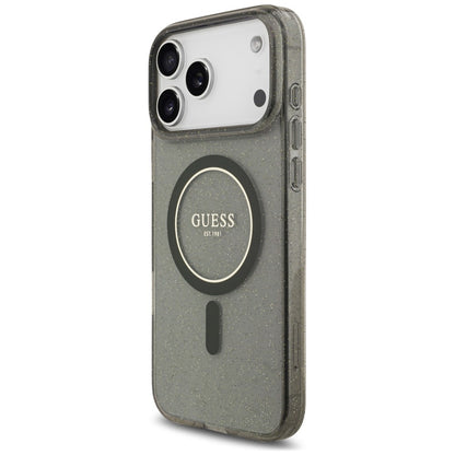 MagSafe Case for Apple iPhone 18 Pro Max / 17 Pro Max, Guess, IML Glitter with Pearl Strap, Black