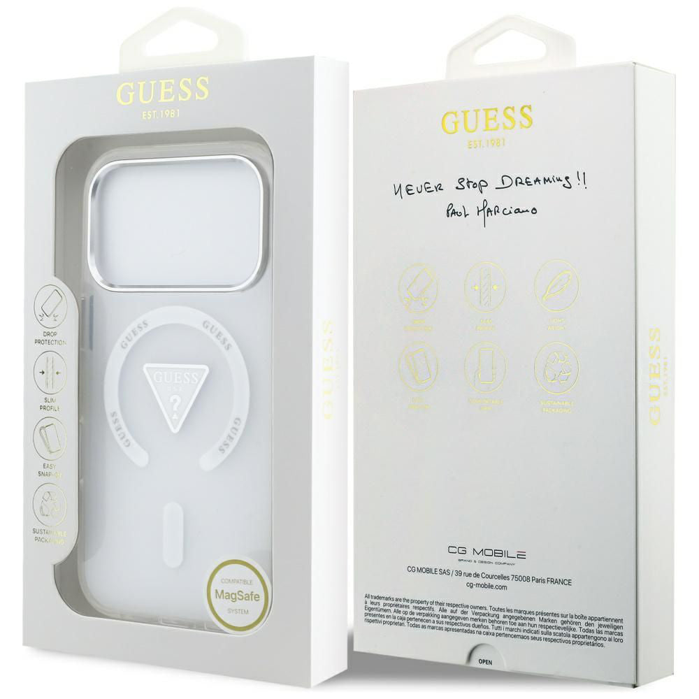 MagSafe Case for Apple iPhone 18 Pro Max / 17 Pro Max, Guess, IML Gradient Triangle Logo, Transparent