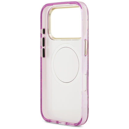 MagSafe Case for Apple iPhone 18 Pro Max / 17 Pro Max, Guess, IML Metal Glitter Flowers Triangle, Purple