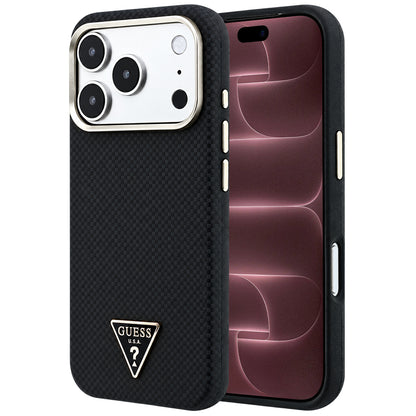 MagSafe Case for Apple iPhone 18 Pro Max / 17 Pro Max, Guess, Kevlar Triangle Logo, Black