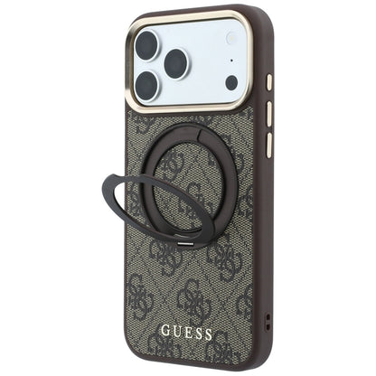 MagSafe Case for Apple iPhone 18 Pro Max / 17 Pro Max, Guess, Ring Stand 360 4G Classic Logo, Brown