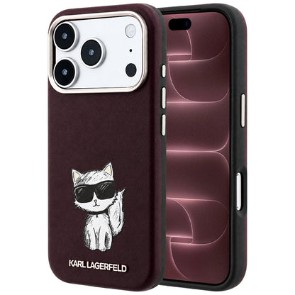 MagSafe Case for Apple iPhone 18 Pro Max / 17 Pro Max, Karl Lagerfeld, Choupette Sketch, Burgundy
