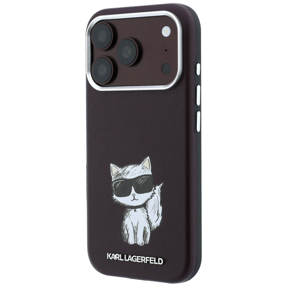 MagSafe Case for Apple iPhone 18 Pro Max / 17 Pro Max, Karl Lagerfeld, Choupette Sketch, Burgundy