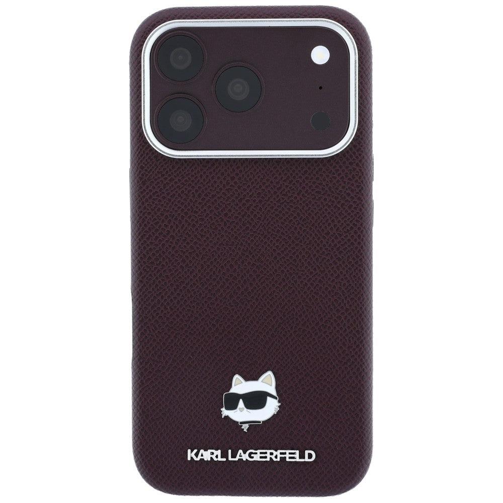 MagSafe Case for Apple iPhone 18 Pro Max / 17 Pro Max, Karl Lagerfeld, Grained Choupette Head, Burgundy