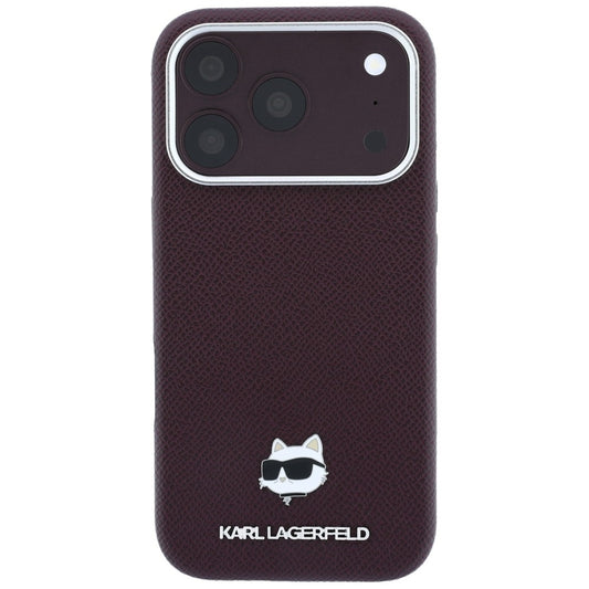 MagSafe Case for Apple iPhone 18 Pro Max / 17 Pro Max, Karl Lagerfeld, Grained Choupette Head, Burgundy