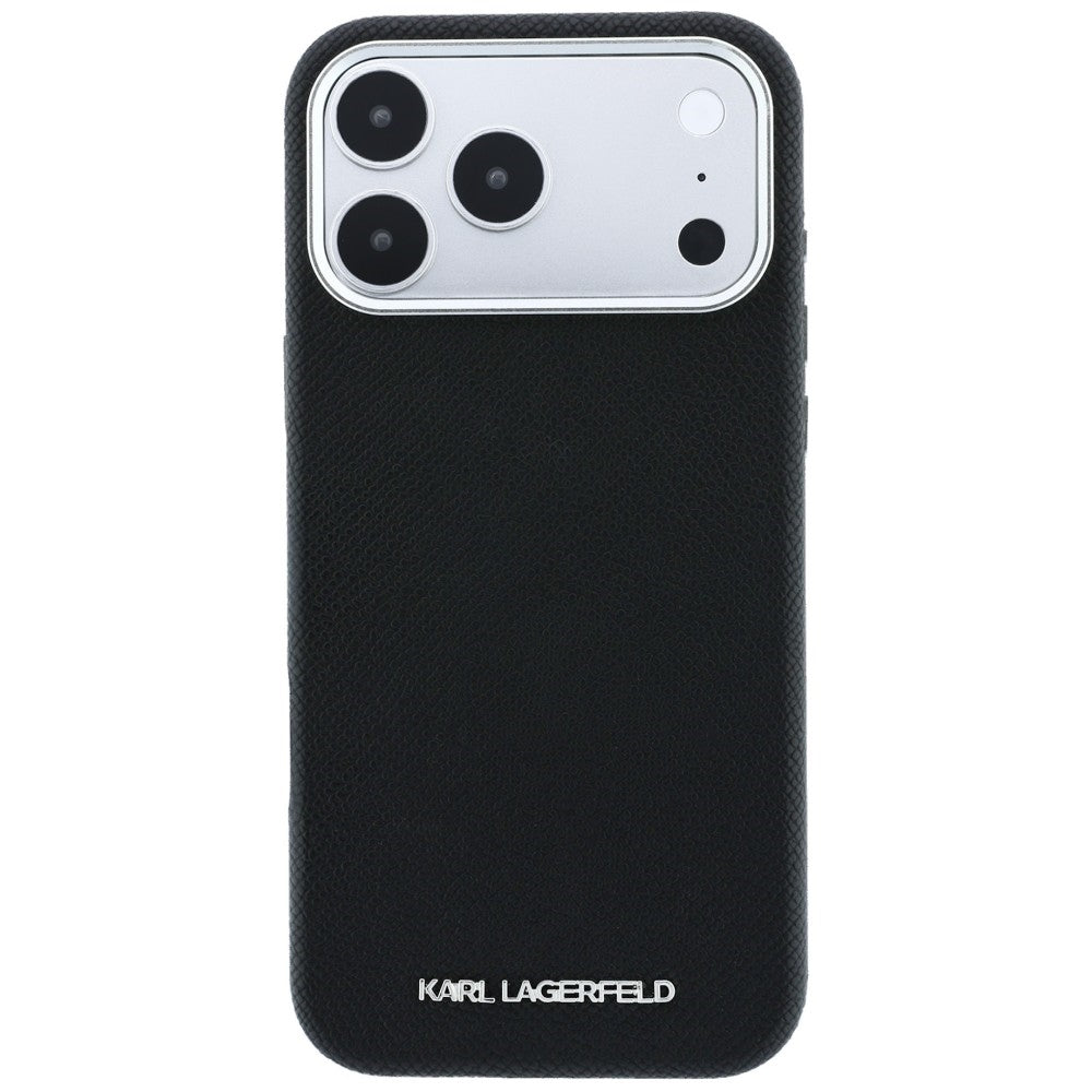 MagSafe Case for Apple iPhone 18 Pro Max / 17 Pro Max, Karl Lagerfeld, Grained Elongated Logo, Black