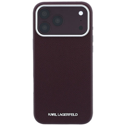 MagSafe Case for Apple iPhone 18 Pro Max / 17 Pro Max, Karl Lagerfeld, Grained Elongated Logo, Burgundy