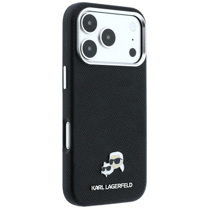 MagSafe Case for Apple iPhone 18 Pro Max / 17 Pro Max, Karl Lagerfeld, Grained KC Heads, Black