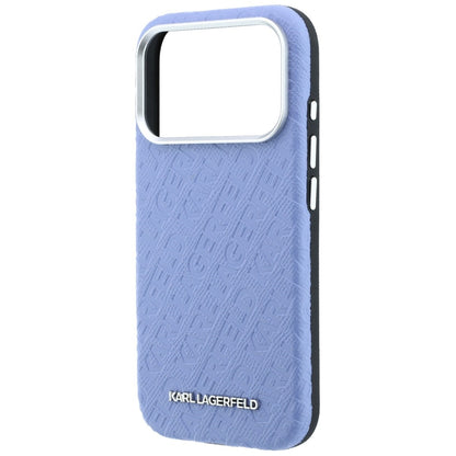 MagSafe Case for Apple iPhone 18 Pro Max / 17 Pro Max, Karl Lagerfeld, Grained Metal Logo, Blue