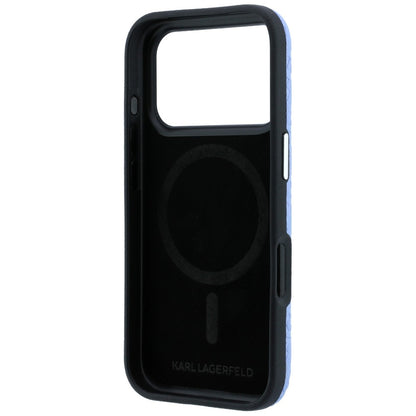 MagSafe Case for Apple iPhone 18 Pro Max / 17 Pro Max, Karl Lagerfeld, Grained Metal Logo, Blue