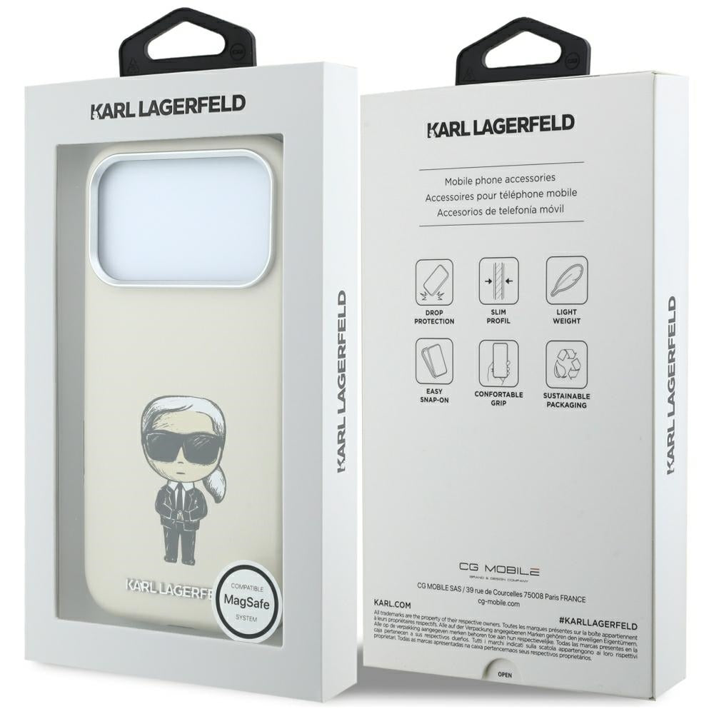MagSafe Case for Apple iPhone 18 Pro Max / 17 Pro Max, Karl Lagerfeld, Ikonik Sketch, Beige