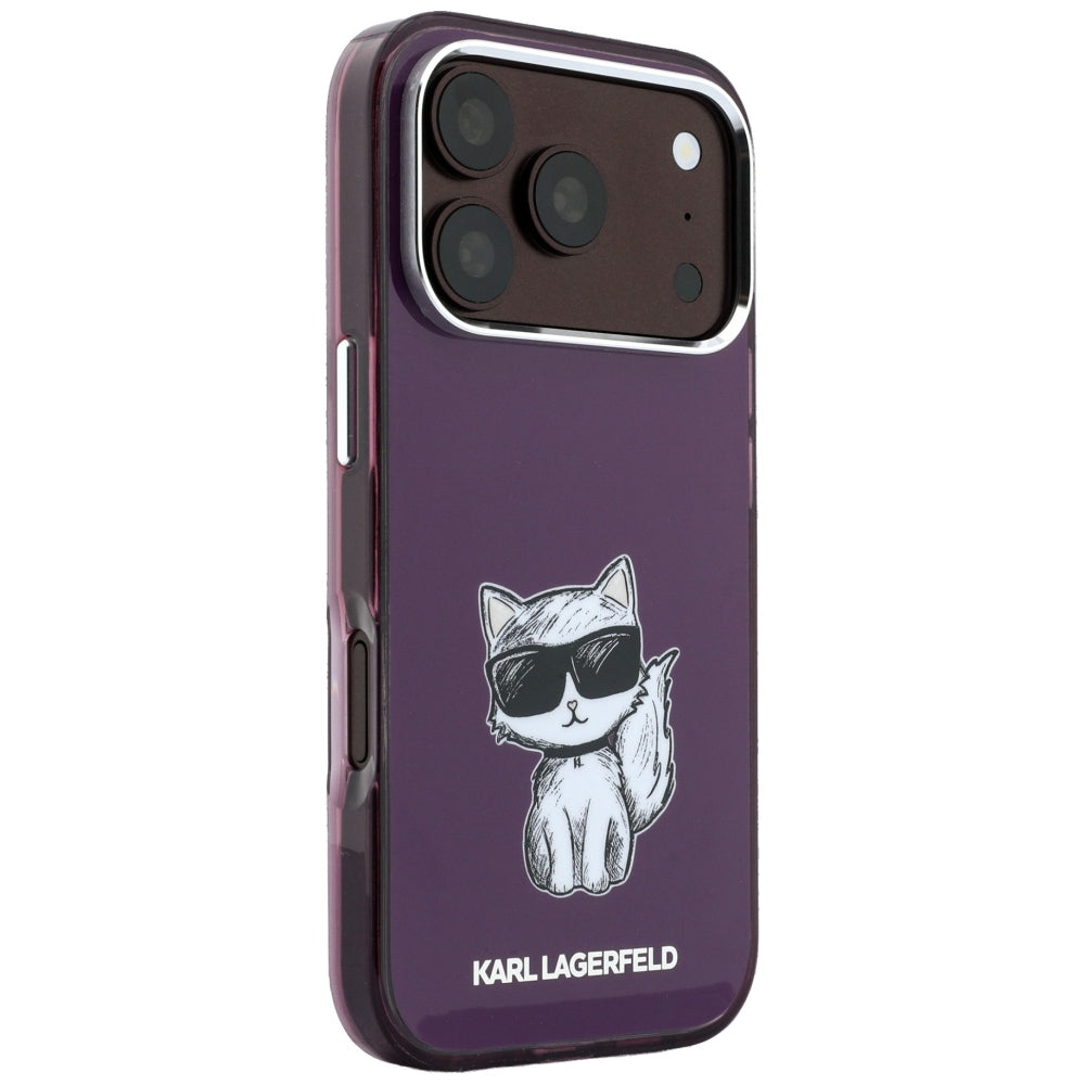 MagSafe Case for Apple iPhone 18 Pro Max / 17 Pro Max, Karl Lagerfeld, IML Choupette Body Sketch Print, Burgundy