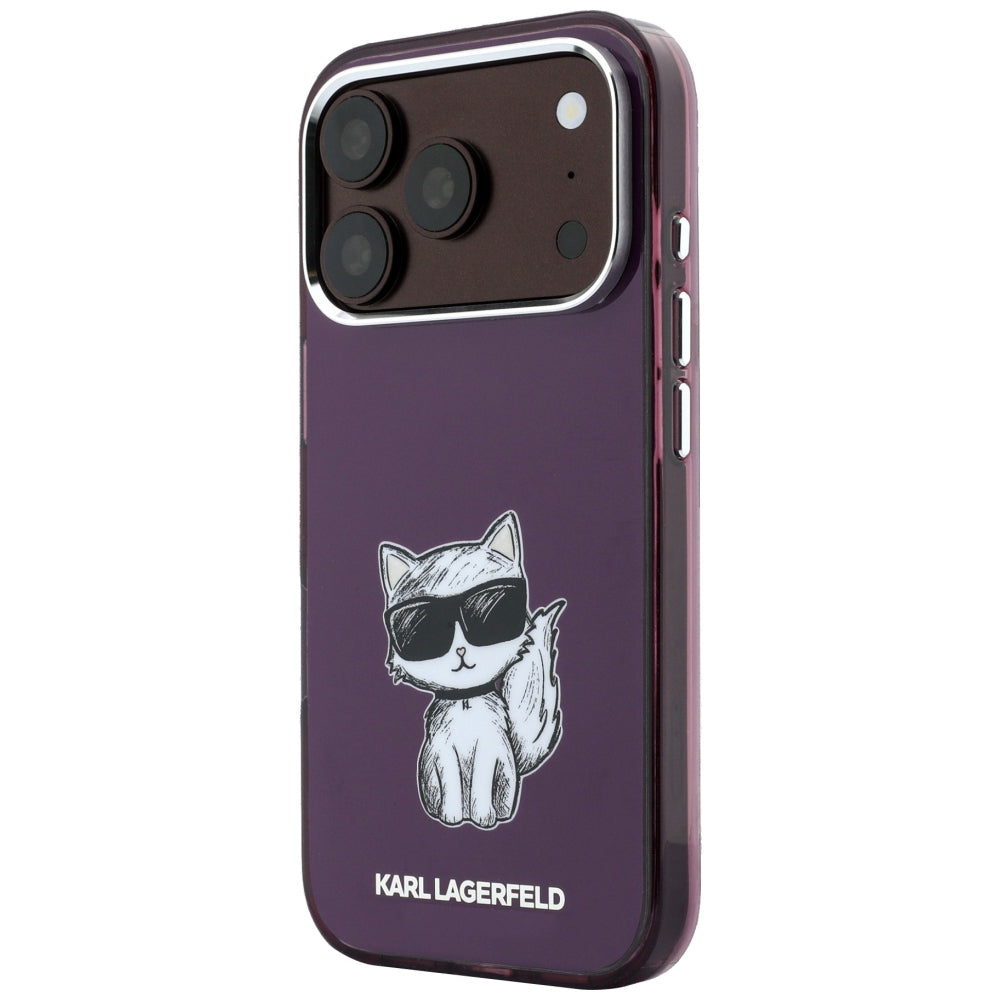 MagSafe Case for Apple iPhone 18 Pro Max / 17 Pro Max, Karl Lagerfeld, IML Choupette Body Sketch Print, Burgundy