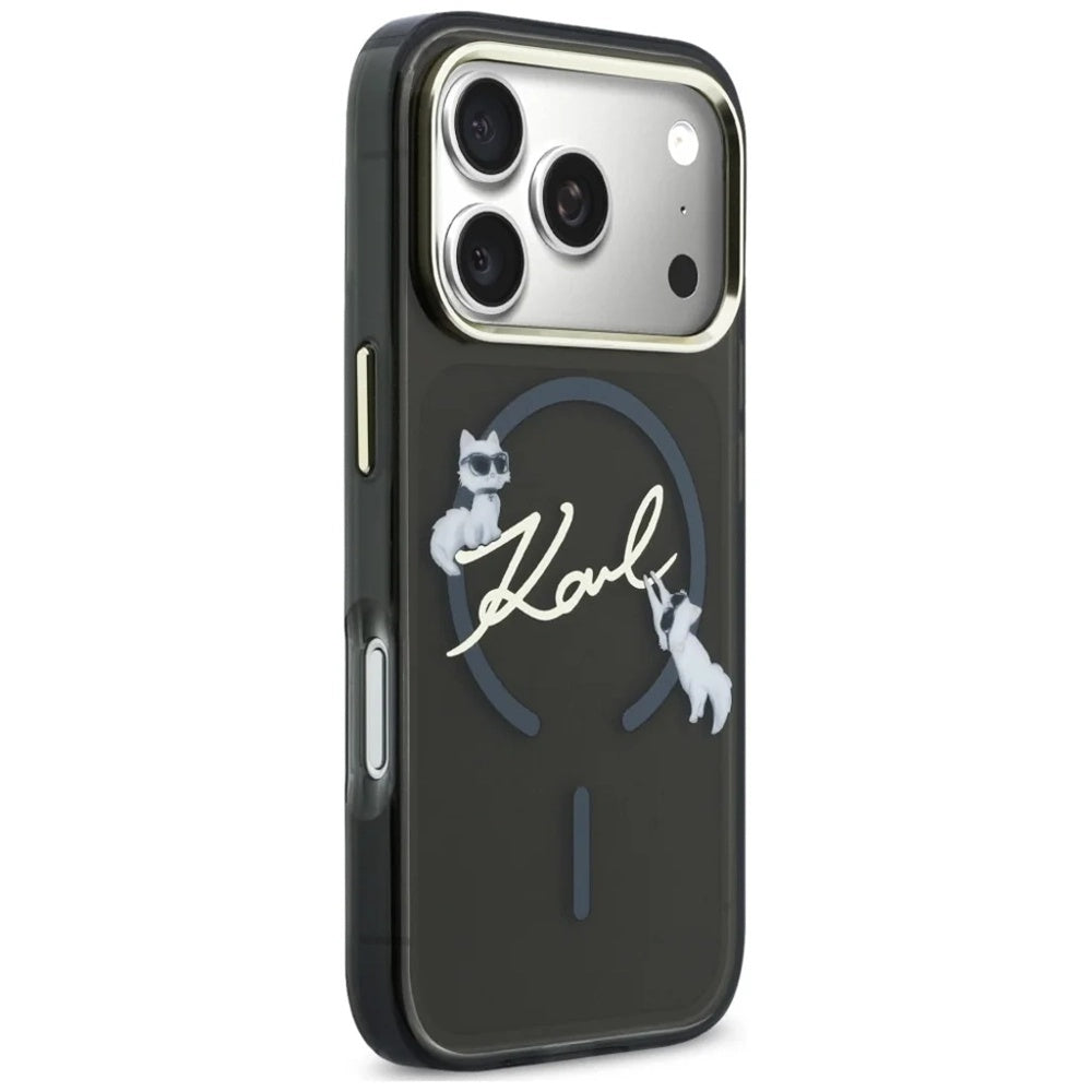 MagSafe Case for Apple iPhone 18 Pro Max / 17 Pro Max, Karl Lagerfeld, IML Choupette Karl Script Logo, Black