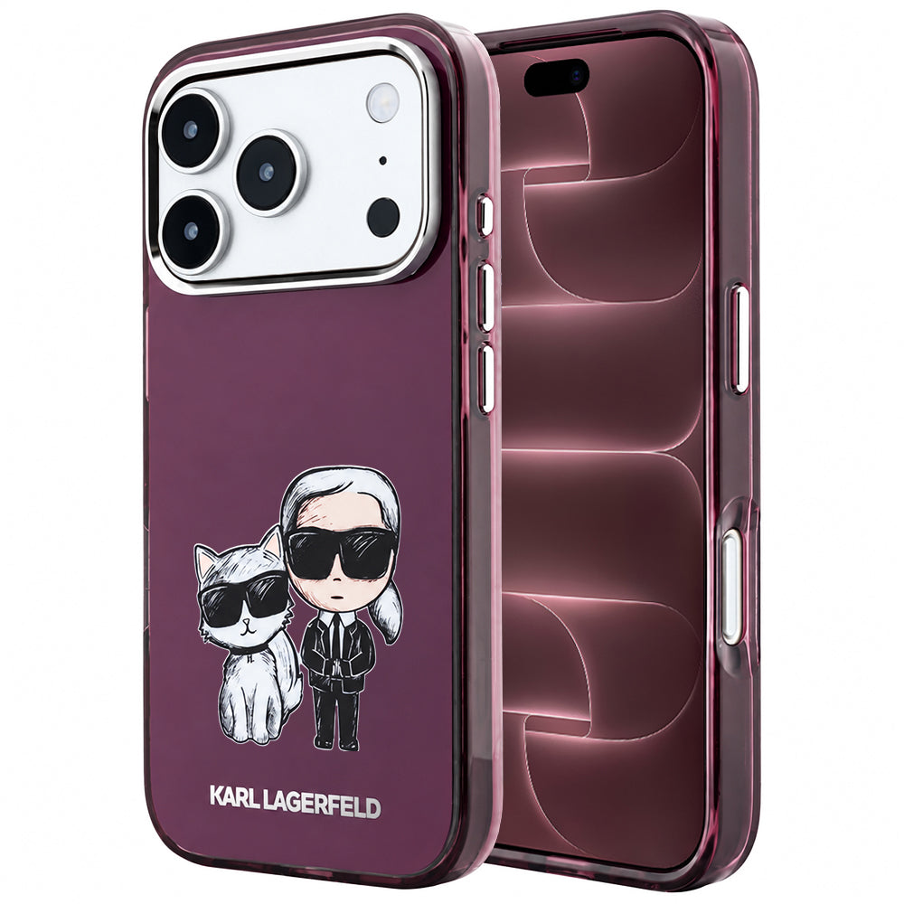 MagSafe Case for Apple iPhone 18 Pro Max / 17 Pro Max, Karl Lagerfeld, IML KC Bodies Sketch Print, Burgundy