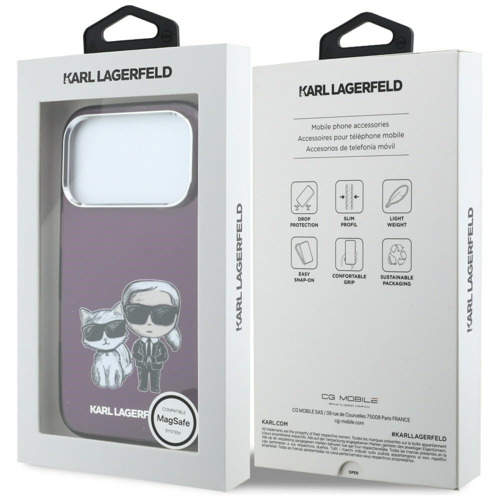 MagSafe Case for Apple iPhone 18 Pro Max / 17 Pro Max, Karl Lagerfeld, IML KC Bodies Sketch Print, Burgundy