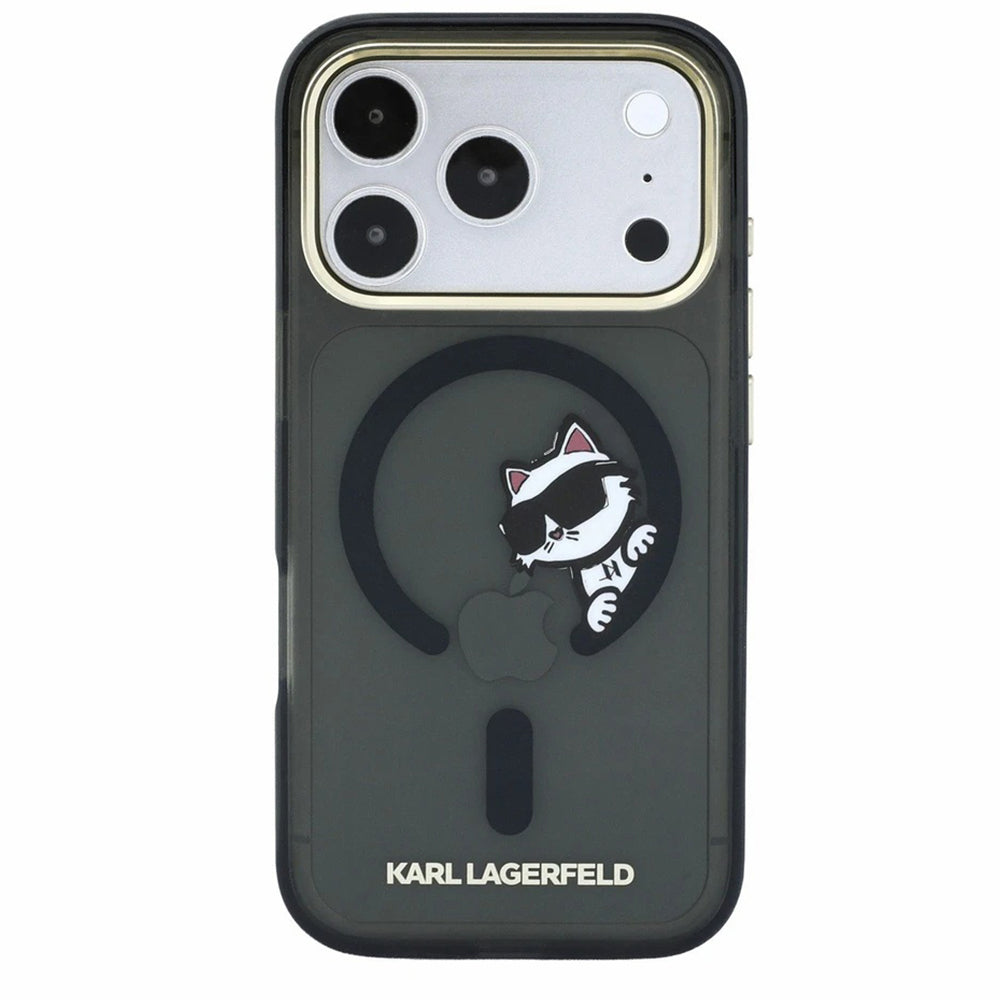 MagSafe Case for Apple iPhone 18 Pro Max / 17 Pro Max, Karl Lagerfeld, IML Peekaboo Print and Metal Frame, Black