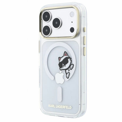 MagSafe Case for Apple iPhone 18 Pro Max / 17 Pro Max, Karl Lagerfeld, IML Peekaboo Print and Metal Frame, Transparent