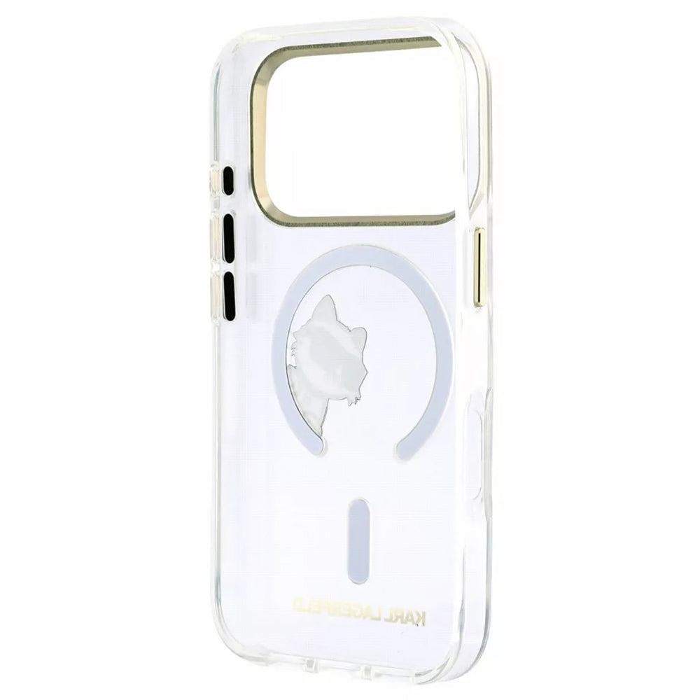 MagSafe Case for Apple iPhone 18 Pro Max / 17 Pro Max, Karl Lagerfeld, IML Peekaboo Print and Metal Frame, Transparent