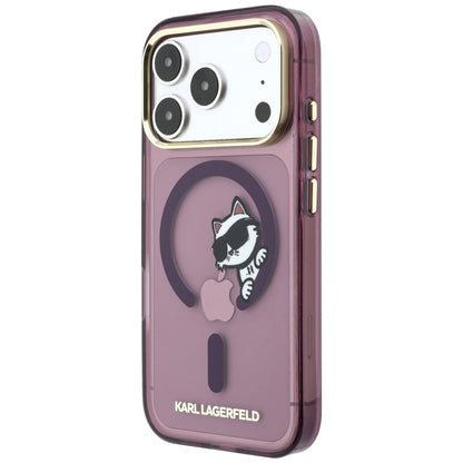 MagSafe Case for Apple iPhone 18 Pro Max / 17 Pro Max, Karl Lagerfeld, IML Peekaboo Print and Metal Frame, Burgundy
