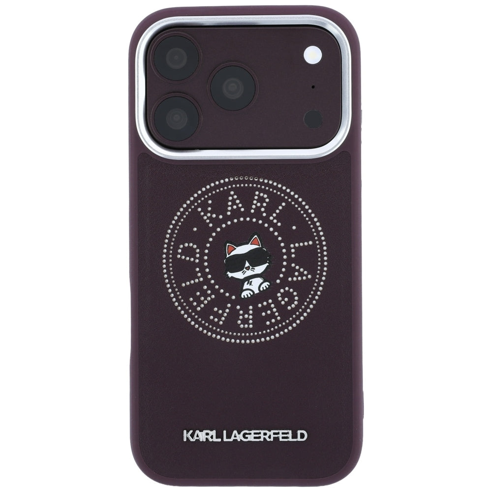 MagSafe Case for Apple iPhone 18 Pro Max / 17 Pro Max, Karl Lagerfeld, Point and Choupette Sketch, Burgundy