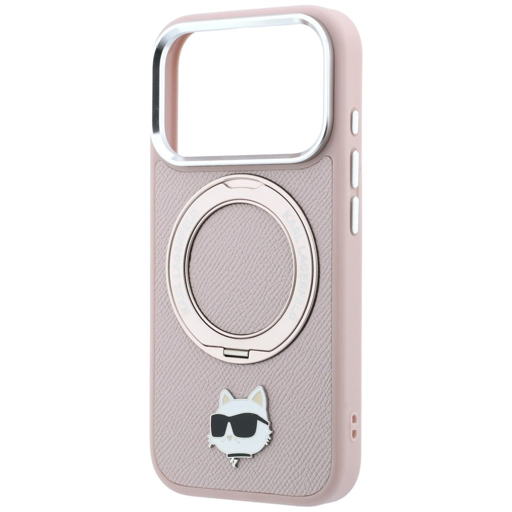 MagSafe Case for Apple iPhone 18 Pro Max / 17 Pro Max, Karl Lagerfeld, Ring Stand 360 Choupette Pin, Pink