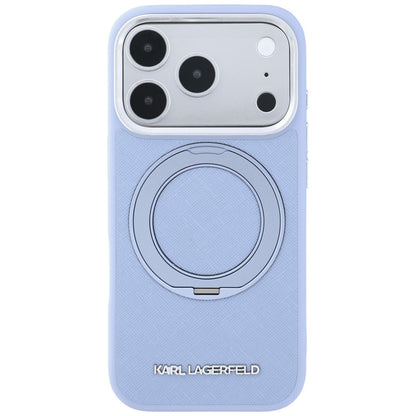 MagSafe Case for Apple iPhone 18 Pro Max / 17 Pro Max, Karl Lagerfeld, Ring Stand 360 Saffiano, Blue