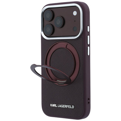 MagSafe Case for Apple iPhone 18 Pro Max / 17 Pro Max, Karl Lagerfeld, Ring Stand 360 Saffiano, Burgundy