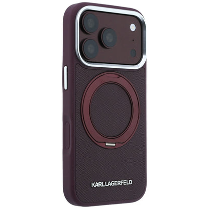MagSafe Case for Apple iPhone 18 Pro Max / 17 Pro Max, Karl Lagerfeld, Ring Stand 360 Saffiano, Burgundy