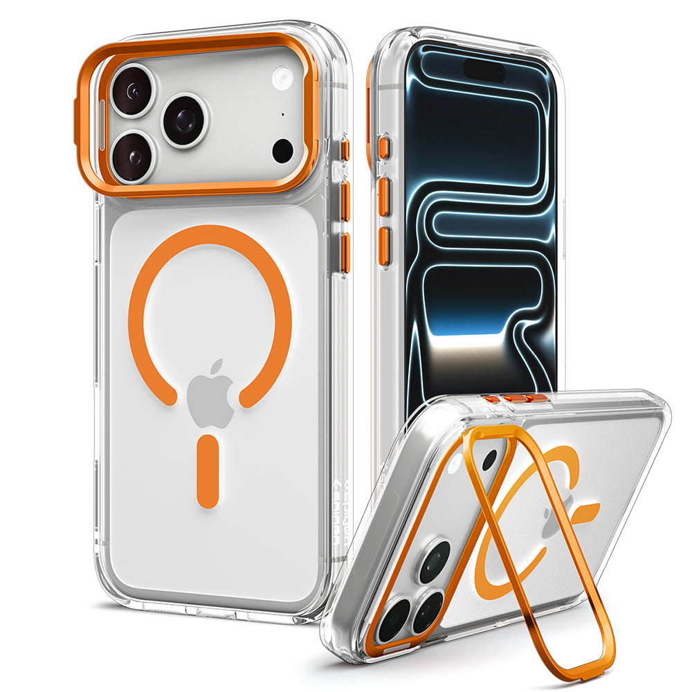 MagSafe Case for Apple iPhone 18 Pro Max / 17 Pro Max, Spigen, Ultra Hybrid Optik S, Transparent Orange ACS11910
