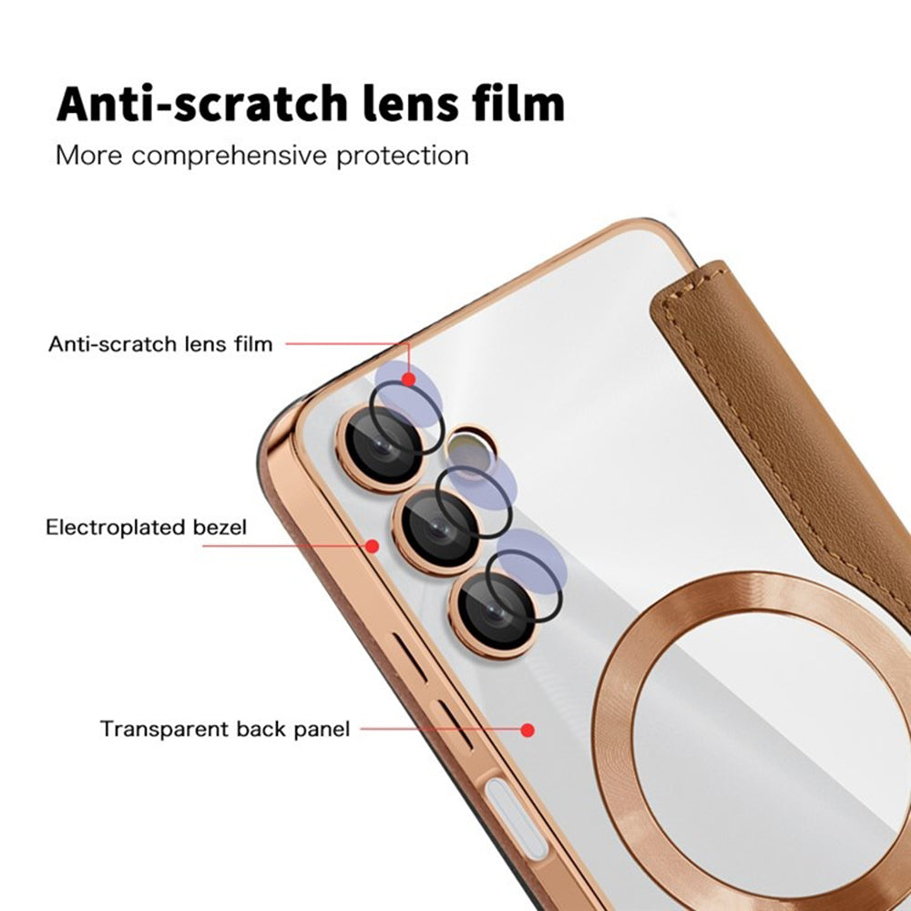 MagSafe Case for Samsung Galaxy A05s A057, Techsuit, SmartMag Book, Brown