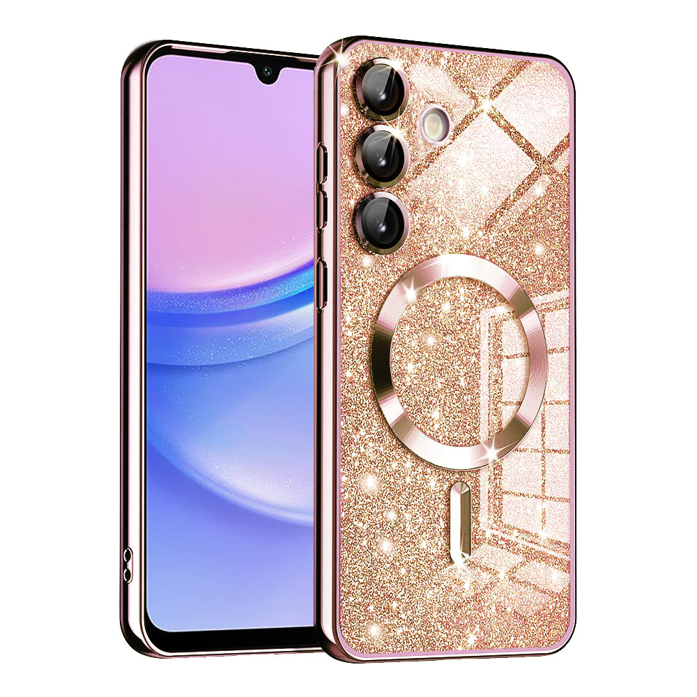 MagSafe Case for Samsung Galaxy A15 5G A156 / A15 A155, Techsuit, Luxury Glitter, Rose Gold