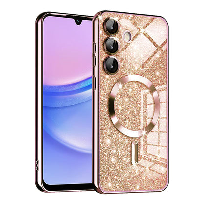 MagSafe Case for Samsung Galaxy A15 5G A156 / A15 A155, Techsuit, Luxury Glitter, Rose Gold