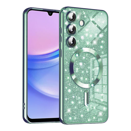 MagSafe Case for Samsung Galaxy A15 5G A156 / A15 A155, Techsuit, Luxury Glitter, Light Green